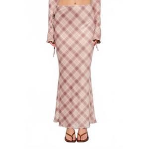 NEW PRETTY GARBAGE ria plaid mesh skirt in pink